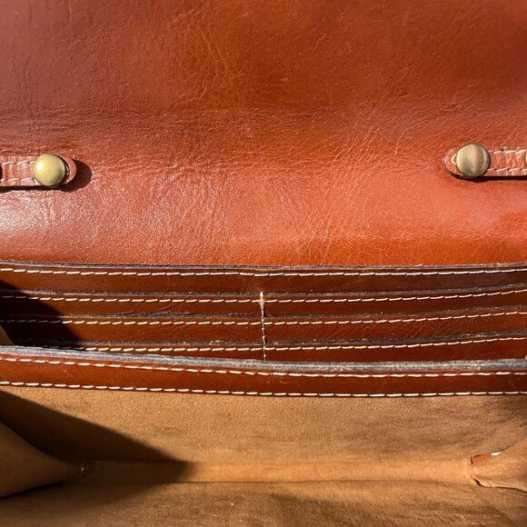 Patricia Nash Tan Leather Alia Flap Medium Crossbody Clutch - Picture 4 of 9